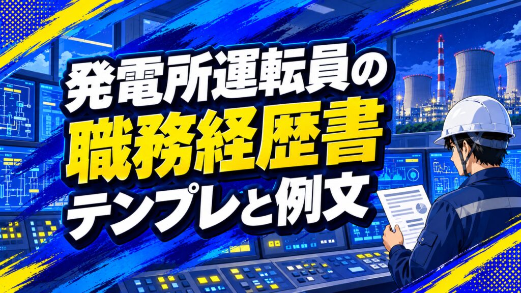 発電所運転員の職務経歴書テンプレートと例文を紹介する記事のアイキャッチ