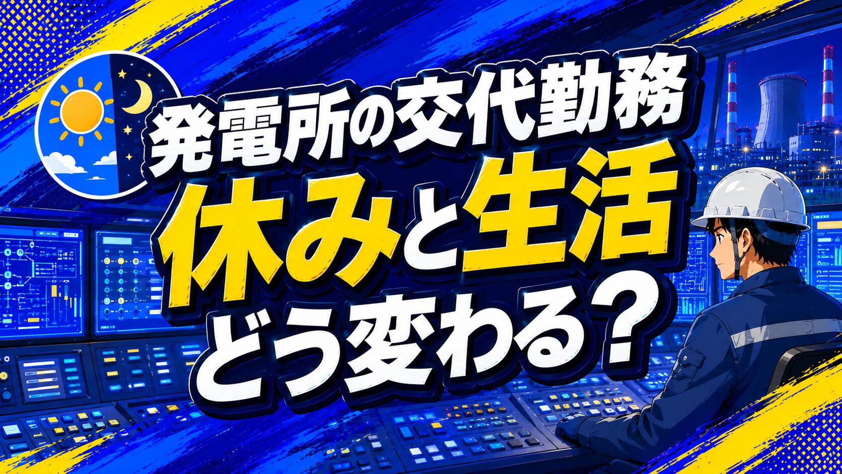 発電所の交代勤務で休みと生活がどう変わるかを解説する記事のアイキャッチ